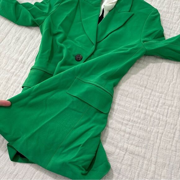 Rosetta Getty Women's Peak-lapel Two-Button Stretch-cady Jacket Size 4 Green - Picture 11 of 13